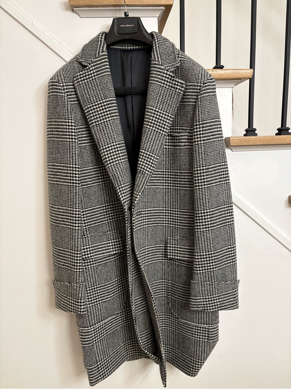 Spier & Mackay black and white check overcoat, like new